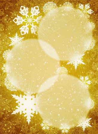 snow border - Christmas frame. White snowflakes on the yellow background Stock Photo - Budget Royalty-Free & Subscription, Code: 400-07262355