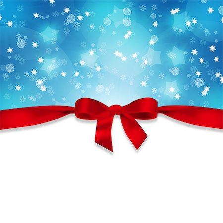 simsearch:400-05006261,k - New Year's background. Red ribbon and snowflakes on abstract blue background Photographie de stock - Aubaine LD & Abonnement, Code: 400-07262371