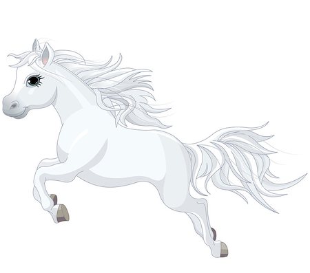 simsearch:400-04355915,k - Illustration of running beautiful white horse Fotografie stock - Microstock e Abbonamento, Codice: 400-07262407