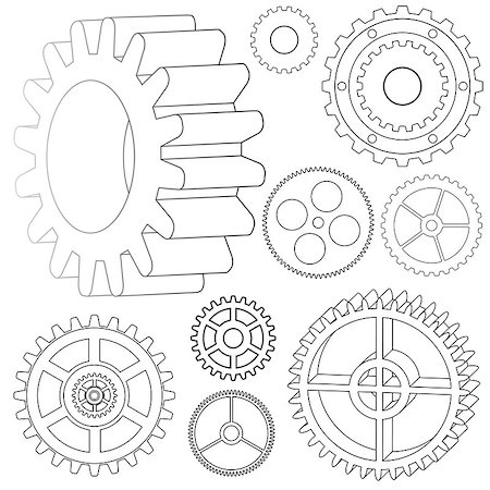 Vector illustration of the various gears - cog wheels. This file is vector, can be scaled to any size without loss of quality. Stock Photo - Budget Royalty-Free & Subscription, Code: 400-07262543