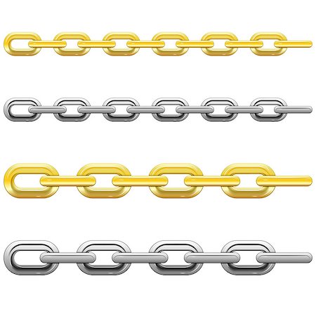 simsearch:400-07313742,k - Set of gold and steel chains, isolated on white background, vector Fotografie stock - Microstock e Abbonamento, Codice: 400-07262575