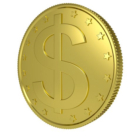 simsearch:400-07262818,k - Gold dollar. Isolated render on a white background Foto de stock - Royalty-Free Super Valor e Assinatura, Número: 400-07262585