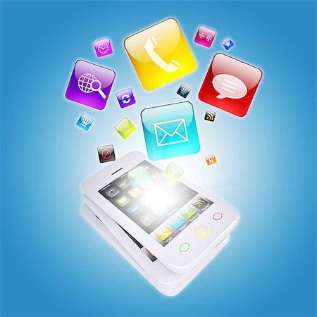 simsearch:400-08037795,k - Smart phone and program icons. The concept of computer software Stock Photo - Budget Royalty-Free & Subscription, Code: 400-07262586