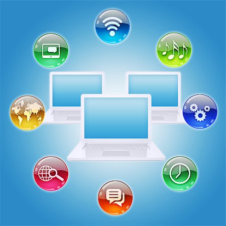 simsearch:400-08096956,k - Laptop and program icons. The concept of computer software Stock Photo - Budget Royalty-Free & Subscription, Code: 400-07262608