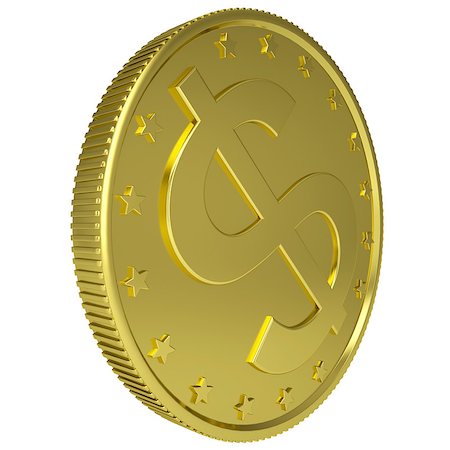 simsearch:400-07262818,k - Gold dollar. Isolated render on a white background Foto de stock - Royalty-Free Super Valor e Assinatura, Número: 400-07262602