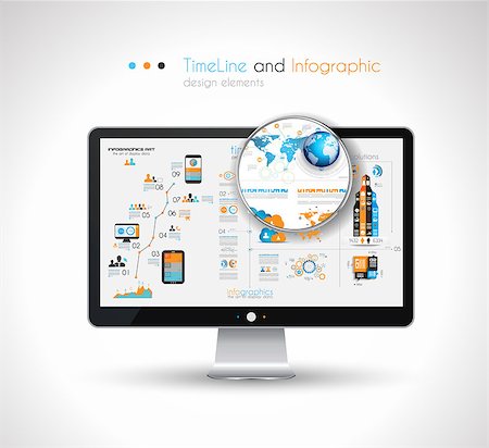 simsearch:400-08194697,k - Timeline design in a modern HD screen computer: Web and Infographics theme. Stock Photo - Budget Royalty-Free & Subscription, Code: 400-07262739