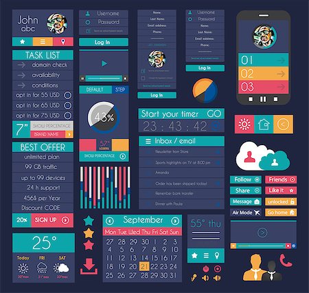 simsearch:400-07254124,k - UI Flat Design Elements for Web, Infographics, Data display, Blogs and   Business presentations. Foto de stock - Super Valor sin royalties y Suscripción, Código: 400-07262775