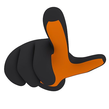 Black and orange gloves. Forefinger shows. 3d render isolated on white background Stock Photo - Budget Royalty-Free & Subscription, Code: 400-07262819