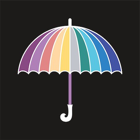 paper umbrella - Abstract vector rainbow colored umbrella on black background Stock Photo - Budget Royalty-Free & Subscription, Code: 400-07262840