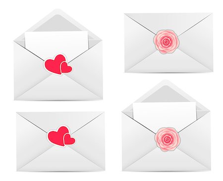 simsearch:400-04789565,k - Valentine`s Day Card with Envelope, Heart and Rose Flower Vector Illustration Stockbilder - Microstock & Abonnement, Bildnummer: 400-07262929