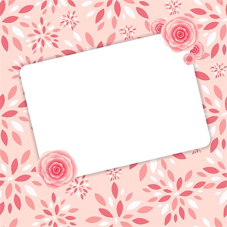 Cute Frame with Rose Flowers  Vector Illustration. Stock Photo - Budget Royalty-Free & Subscription, Code: 400-07262931
