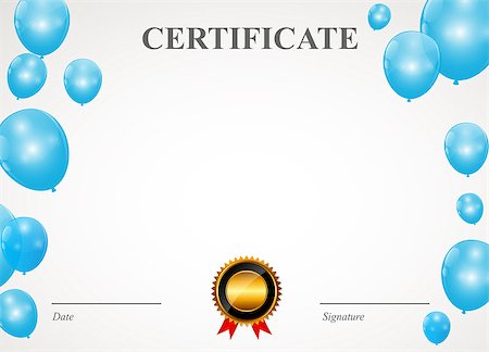 simsearch:400-07332875,k - Certificate with balloons template vector illustration Stock Photo - Budget Royalty-Free & Subscription, Code: 400-07262962