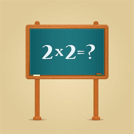 simsearch:400-06080922,k - Blackboard with Simple 2 Multiply Equation Formula Written by White Chalk. Vector Math Illustration Stock Photo - Budget Royalty-Free & Subscription, Code: 400-07263165