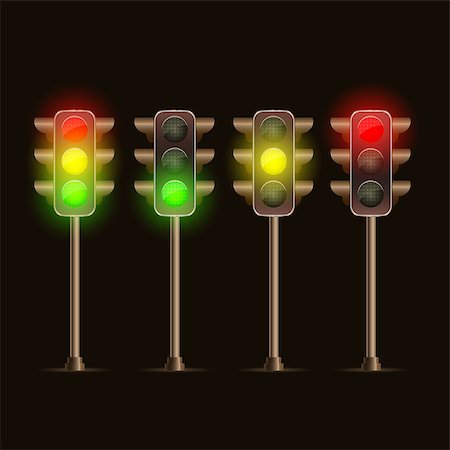simsearch:400-04314564,k - Shiny Traffic Light Icon Set. Vector Illustration Photographie de stock - Aubaine LD & Abonnement, Code: 400-07263245