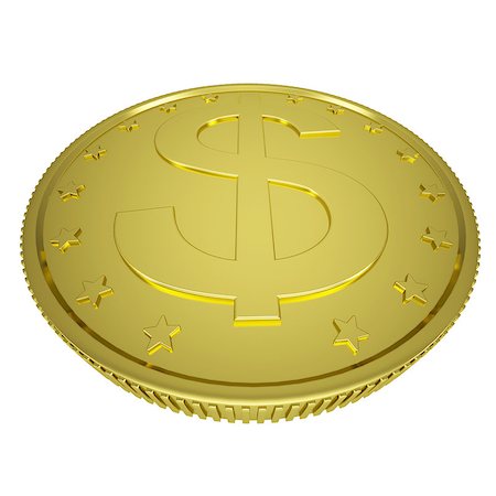 simsearch:400-04894431,k - Gold dollar. Isolated render on a white background Stock Photo - Budget Royalty-Free & Subscription, Code: 400-07263328