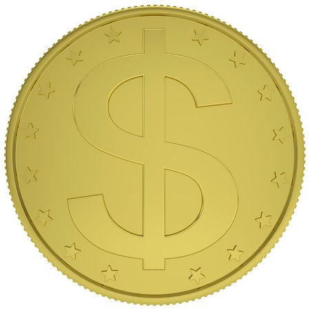 simsearch:400-07262818,k - Gold dollar. Isolated render on a white background Foto de stock - Royalty-Free Super Valor e Assinatura, Número: 400-07263333