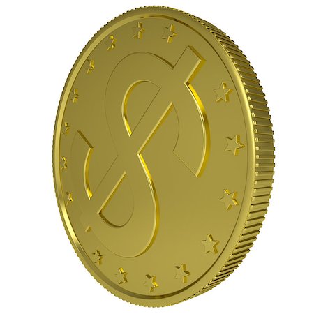 simsearch:400-07262818,k - Gold dollar. Isolated render on a white background Foto de stock - Royalty-Free Super Valor e Assinatura, Número: 400-07263341