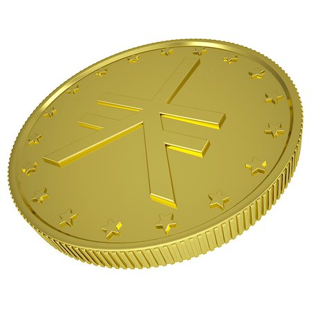 simsearch:400-07262818,k - Gold yen. Isolated render on a white background Foto de stock - Royalty-Free Super Valor e Assinatura, Número: 400-07263425