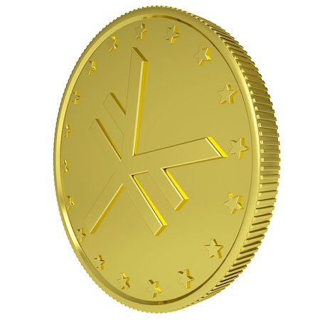 simsearch:400-07262818,k - Gold yen. Isolated render on a white background Foto de stock - Royalty-Free Super Valor e Assinatura, Número: 400-07263423
