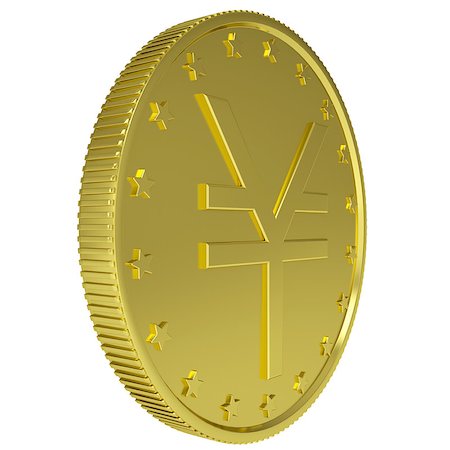 simsearch:400-07262818,k - Gold yen. Isolated render on a white background Foto de stock - Royalty-Free Super Valor e Assinatura, Número: 400-07263439
