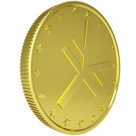 simsearch:400-07262818,k - Gold yen. Isolated render on a white background Foto de stock - Royalty-Free Super Valor e Assinatura, Número: 400-07263433