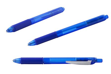simsearch:400-06172102,k - Collection of pictures of blue ballpoint pen. Three photos from different angles Foto de stock - Royalty-Free Super Valor e Assinatura, Número: 400-07263446