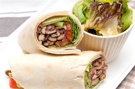 kafta shawarma chicken pita wrap roll sandwich traditional arab mid east food Stock Photo - Budget Royalty-Free & Subscription, Code: 400-07263606