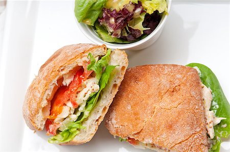 simsearch:400-06641159,k - italian ciabatta panini sandwich with chicken and tomato Foto de stock - Super Valor sin royalties y Suscripción, Código: 400-07263609