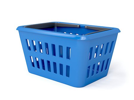 simsearch:400-05886915,k - Blue shopping basket on white background Stock Photo - Budget Royalty-Free & Subscription, Code: 400-07263661