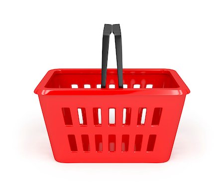 simsearch:400-05886915,k - Empty red shopping basket on white background Stock Photo - Budget Royalty-Free & Subscription, Code: 400-07263663