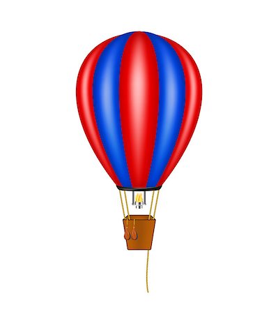 simsearch:400-08032526,k - Hot air balloon in blue and red design on white background Foto de stock - Super Valor sin royalties y Suscripción, Código: 400-07263674