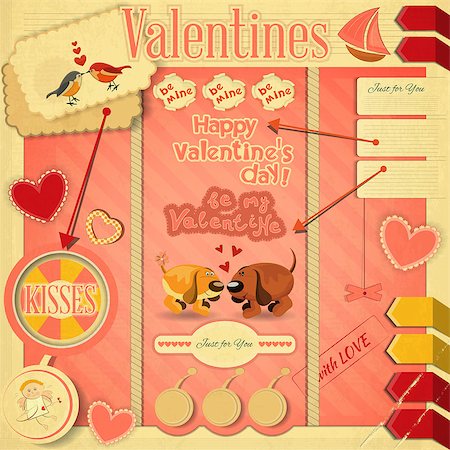 simsearch:400-08347146,k - Retro Design of Valentines Card with design elements  in Retro Style. Vector Illustration. Stock Photo - Budget Royalty-Free & Subscription, Code: 400-07263830