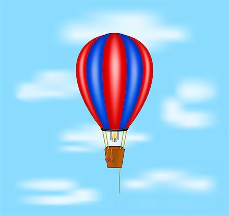 simsearch:400-09090841,k - Hot air balloon flying on blue sky with clouds Stock Photo - Budget Royalty-Free & Subscription, Code: 400-07263976