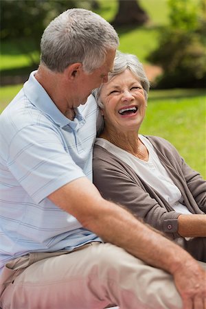 simsearch:400-07274981,k - Portrait of a happy senior couple sitting at the park Stock Photo - Budget Royalty-Free & Subscription, Code: 400-07275049