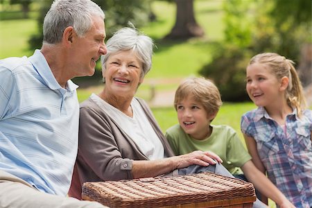 simsearch:400-07274982,k - Portrait of a smiling senior couple and grandchildren at the park Stock Photo - Budget Royalty-Free & Subscription, Code: 400-07275043