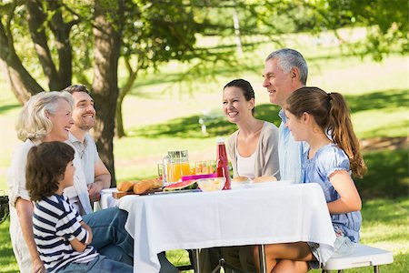 simsearch:400-07275176,k - Side view of extended family dining at outdoor table Stock Photo - Budget Royalty-Free & Subscription, Code: 400-07275226