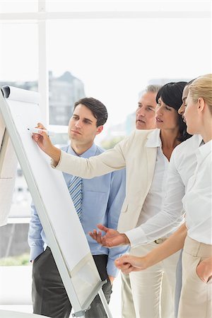 simsearch:400-08136433,k - Interested colleagues watching businesswoman writing on whiteboard in the office Foto de stock - Super Valor sin royalties y Suscripción, Código: 400-07275436