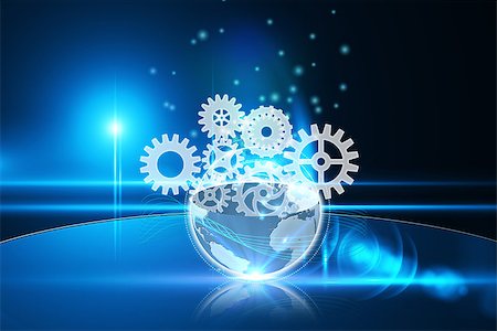 Glowing earth with cogs and wheels Stock Photo - Budget Royalty-Free & Subscription, Code: 400-07277098