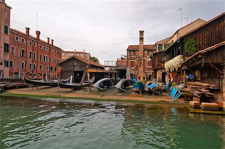 simsearch:400-07272498,k - San trovaso "squero " in Venice Italy is the place where gondolas and other boat are build and repaired Stock Photo - Budget Royalty-Free & Subscription, Code: 400-07278633