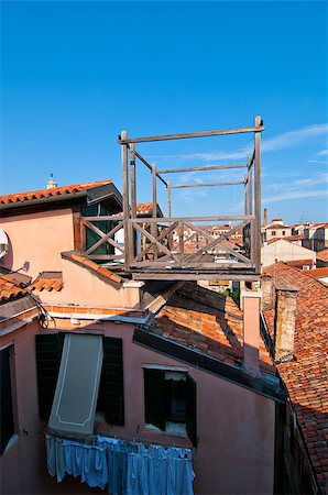 simsearch:400-07272498,k - Venice Italy altana typical wood terrace on the roof Stock Photo - Budget Royalty-Free & Subscription, Code: 400-07272479