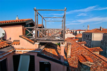 simsearch:400-07272498,k - Venice Italy altana typical wood terrace on the roof Stock Photo - Budget Royalty-Free & Subscription, Code: 400-07272480