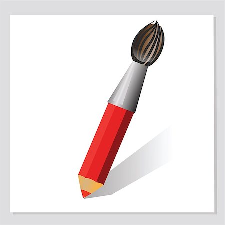 paper and pencil icon - colorful illustration with pencil and brush for your design Stock Photo - Budget Royalty-Free & Subscription, Code: 400-07273170