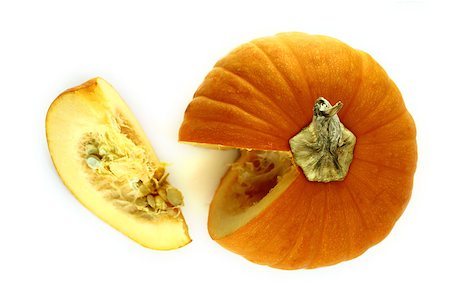 simsearch:614-03818705,k - piece of ripe pumpkin on a white background Fotografie stock - Microstock e Abbonamento, Codice: 400-07288194