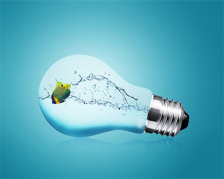 simsearch:649-05950711,k - Anglefish jumping into light bulb, Good Concept for new Idea. Stock Photo - Budget Royalty-Free & Subscription, Code: 400-07288283