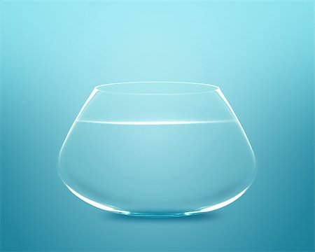 simsearch:649-05950711,k - Empty fishbowl with water in front of blue background. Stock Photo - Budget Royalty-Free & Subscription, Code: 400-07288320