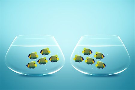 simsearch:649-05950711,k - Two group of Enemies angelfish in two fishbowls. Stock Photo - Budget Royalty-Free & Subscription, Code: 400-07288340