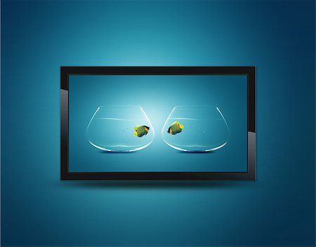 simsearch:400-07613462,k - Black LCD tv screen hanging on a wall Stock Photo - Budget Royalty-Free & Subscription, Code: 400-07288577