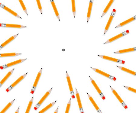 simsearch:400-05289294,k - Set of Pencils on white background. Foto de stock - Super Valor sin royalties y Suscripción, Código: 400-07288621