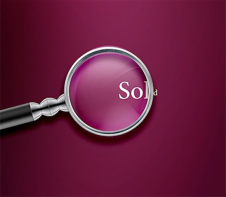 Magnifying glass with Sold word on Vinous background. Photographie de stock - Aubaine LD & Abonnement, Code: 400-07288696