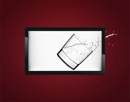 simsearch:400-07290864,k - Black LCD tv screen hanging on a wall Photographie de stock - Aubaine LD & Abonnement, Code: 400-07288732